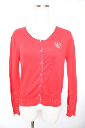 画像: Emily Temple cute / ハート刺繍カーディガン  赤 Y-25-12-23-068-ET-TO-SZ-ZY
