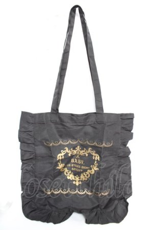 画像: BABY, THE STARS SHINE BRIGHT / ブラックフリルトートバッグ  黒 Y-25-12-23-008-BA-BG-SZ-ZY