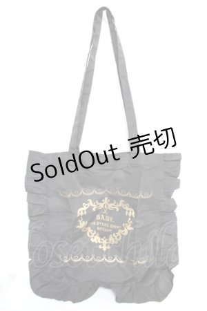 画像: BABY, THE STARS SHINE BRIGHT / ブラックフリルトートバッグ  黒 Y-25-12-23-008-BA-BG-SZ-ZT0214X