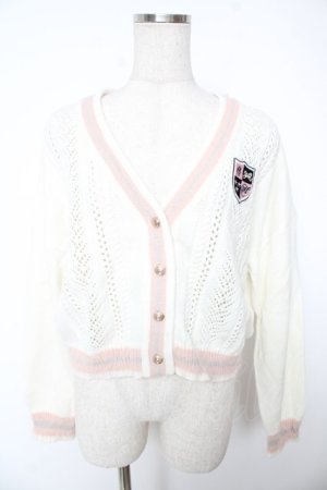 画像: Secret Honey / ワッペン付きスクールカーディガン 2 アイボリー Y-25-12-23-070-CA-TO-SZ-ZY