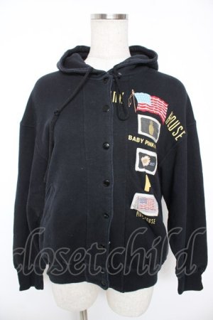 画像: PINK HOUSE / フード付きワッペンブルゾン  黒 Y-25-12-23-077-LO-JA-SZ-ZY