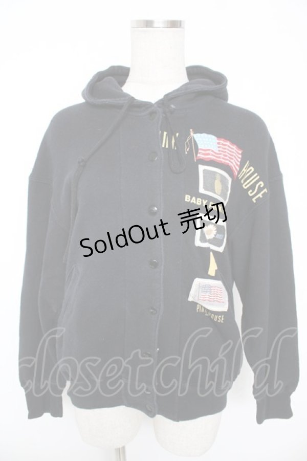 画像1: PINK HOUSE / フード付きワッペンブルゾン  黒 Y-25-12-23-077-LO-JA-SZ-ZY (1)