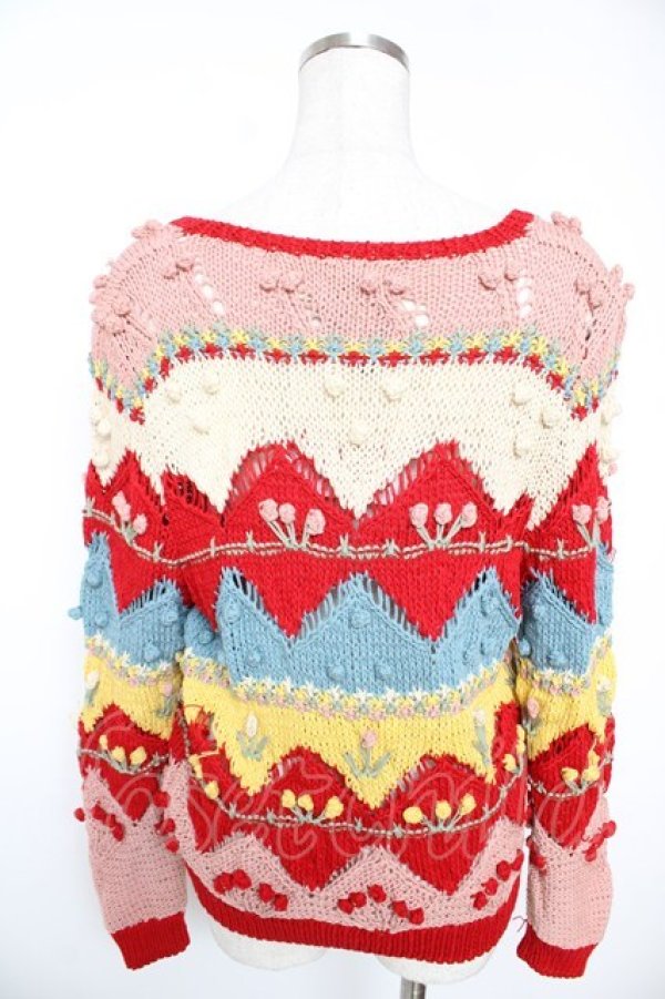 画像2: PINK HOUSE / モチーフ付きウールカーディガン  赤 Y-25-12-23-079-LO-TO-SZ-ZY (2)