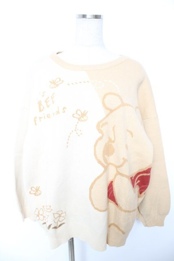 画像1: 森女部落 / くまのプーさんニット L イエロー Y-25-12-23-081-LO-TO-SZ-ZY (1)