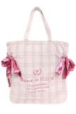画像1: Maison de FLEUR / グレンチェックダブルリボントートバッグ  茶 Y-25-12-23-009-LO-BG-SZ-ZY (1)