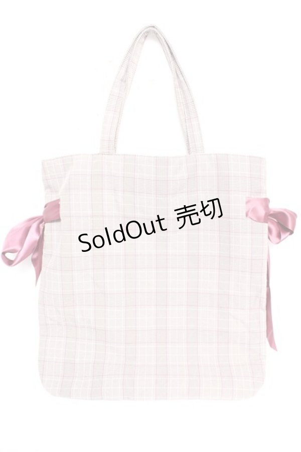 画像2: Maison de FLEUR / グレンチェックダブルリボントートバッグ  茶 Y-25-12-23-009-LO-BG-SZ-ZY (2)