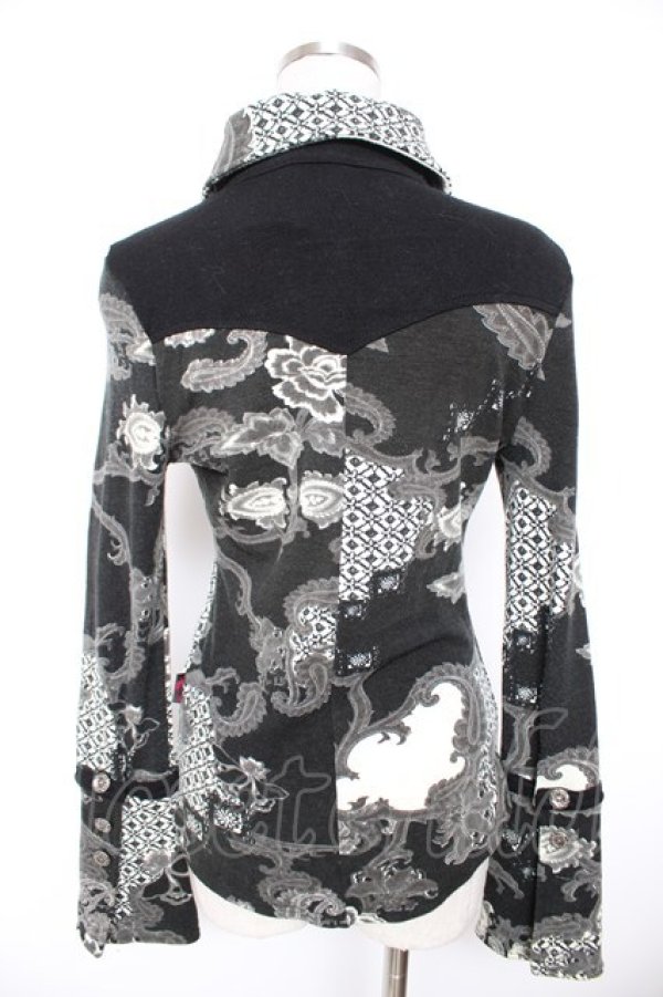 画像2: Ozz On / 和柄ウール襟付きシャツ  黒 Y-25-12-23-087-OO-TO-SZ-ZY (2)