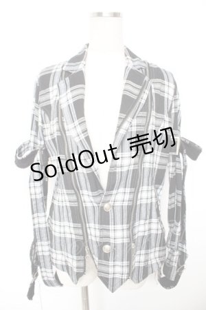 画像: ALGONQUINS / チェックジャケット  黒×白 Y-25-12-23-088-AL-JA-SZ-ZY