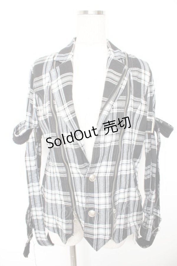 画像1: ALGONQUINS / チェックジャケット  黒×白 Y-25-12-23-088-AL-JA-SZ-ZY (1)