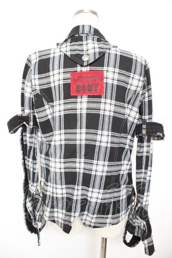 画像2: ALGONQUINS / チェックジャケット  黒×白 Y-25-12-23-088-AL-JA-SZ-ZY (2)