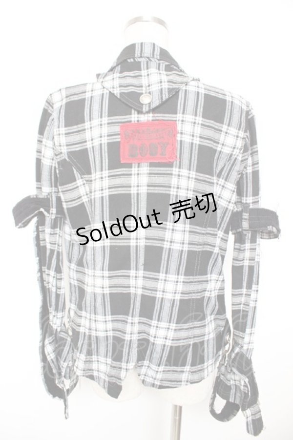 画像2: ALGONQUINS / チェックジャケット  黒×白 Y-25-12-23-088-AL-JA-SZ-ZY (2)