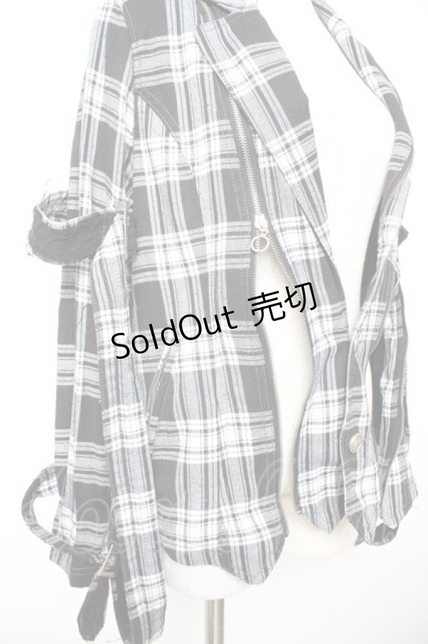 画像3: ALGONQUINS / チェックジャケット  黒×白 Y-25-12-23-088-AL-JA-SZ-ZY (3)