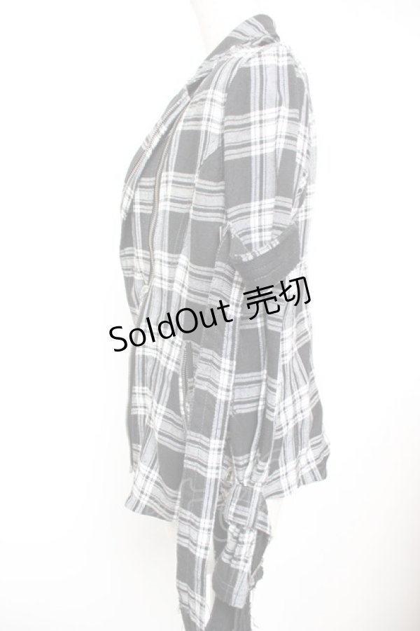 画像4: ALGONQUINS / チェックジャケット  黒×白 Y-25-12-23-088-AL-JA-SZ-ZY (4)