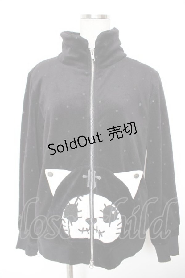 画像1: HANGRY&ANGRY / お顔ポケットドットフリースパーカー  黒 Y-25-12-23-089-HN-TO-SZ-ZY (1)