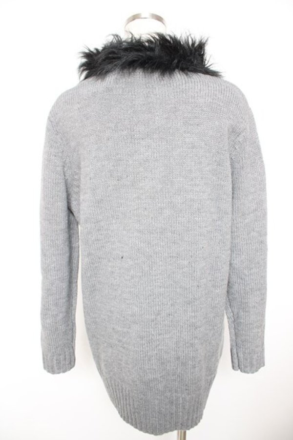 画像2: ALGONQUINS / ワッペン付きファーニットカーディガン F グレー Y-25-12-23-090-AL-TO-SZ-ZY (2)