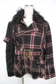 画像1: ALGONQUINS / ファー襟タータンライダースジャケット F 黒 Y-25-12-23-094-AL-JA-SZ-ZY (1)