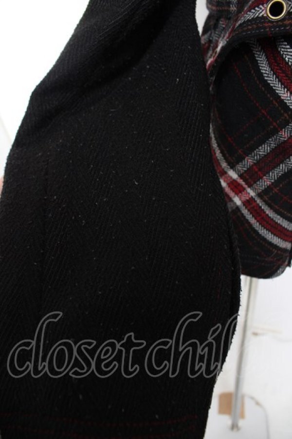 画像4: ALGONQUINS / ファー襟タータンライダースジャケット F 黒 Y-25-12-23-094-AL-JA-SZ-ZY (4)