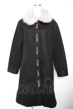 画像: axes femme / 刺 入りコート  黒 Y-25-12-23-095-AX-CO-SZ-ZY