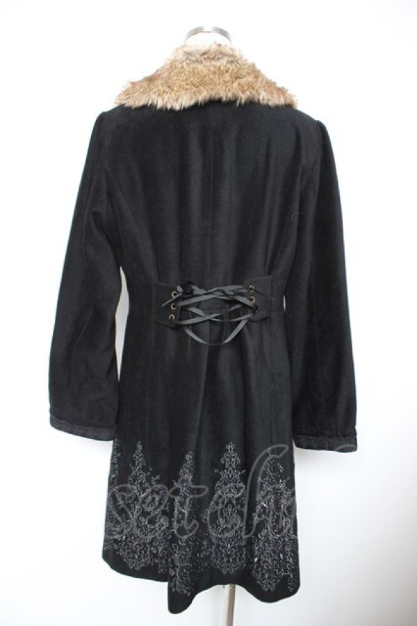 画像2: axes femme / バラ刺繍フード付コート L 黒 Y-25-12-23-096-AX-CO-SZ-ZY (2)