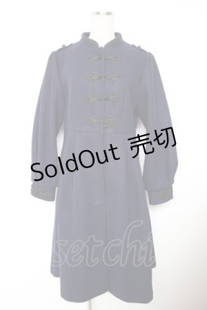 画像: axes femme / チャイナ釦フレアラインコート  紺 Y-25-12-23-097-AX-CO-SZ-ZY