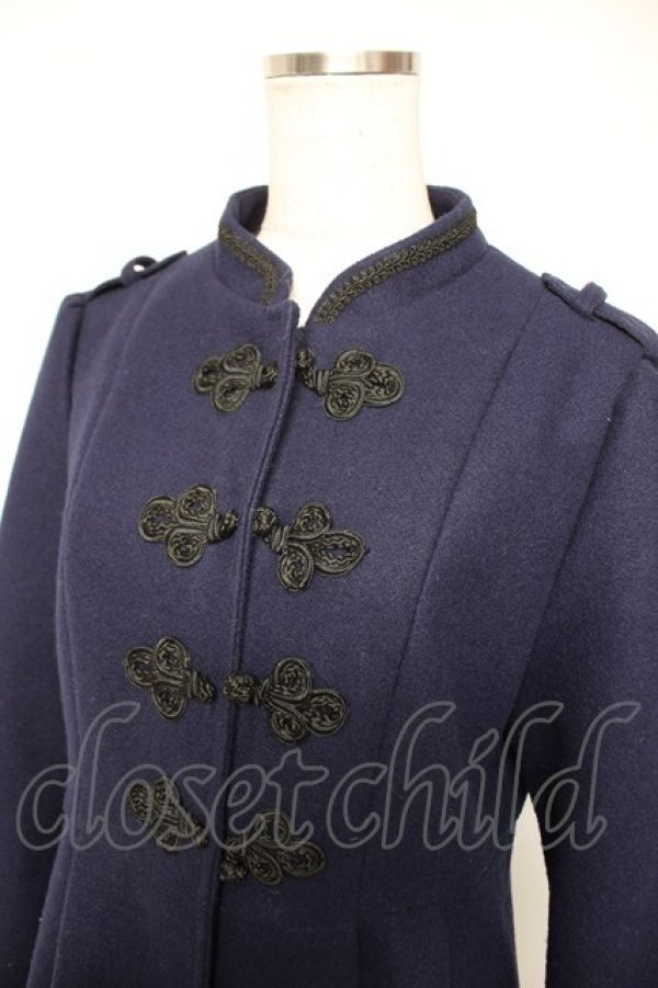 画像3: axes femme / チャイナ釦フレアラインコート  紺 Y-25-12-23-097-AX-CO-SZ-ZY (3)