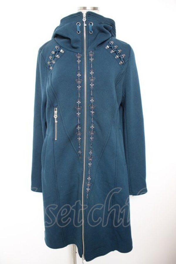 画像1: Rozen Kavalier / ハイネックフード付きロングカーディガン  ブルーグリーン Y-25-12-23-098-OO-TO-SZ-ZY (1)