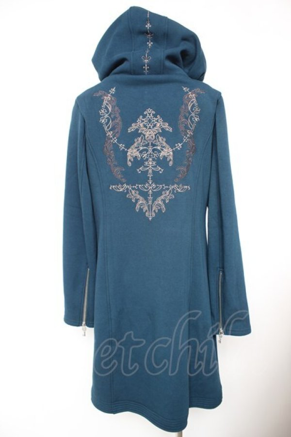 画像2: Rozen Kavalier / ハイネックフード付きロングカーディガン  ブルーグリーン Y-25-12-23-098-OO-TO-SZ-ZY (2)