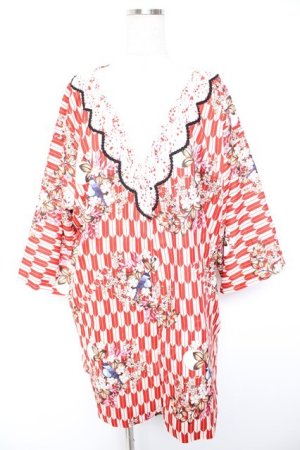 画像: Neo-Ludwig / 大正時代和風柄付き羽織  赤 Y-25-12-23-100-GO-TO-SZ-ZY