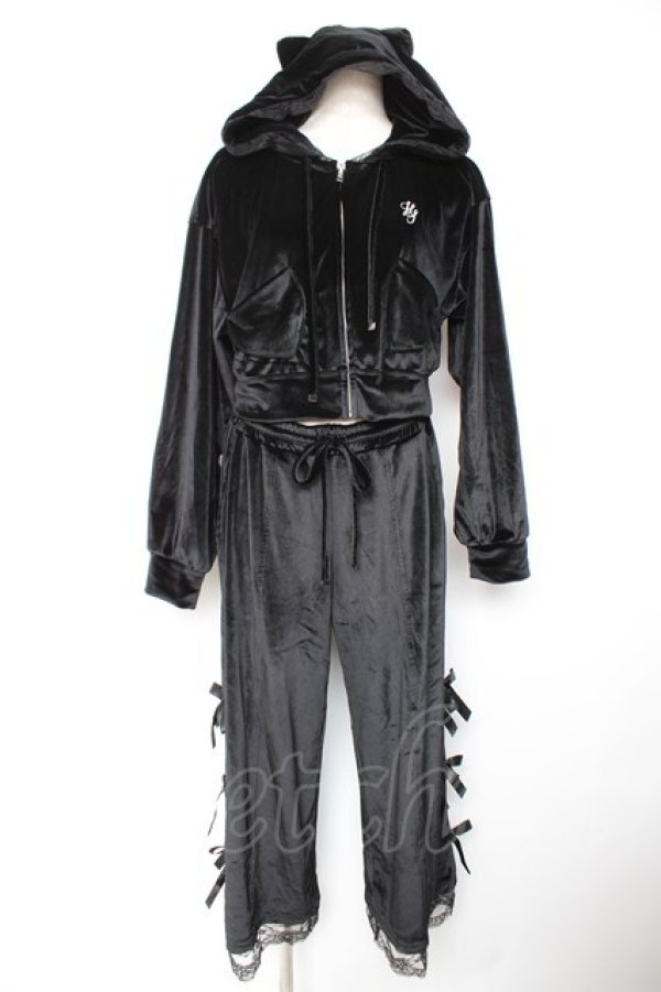 画像1: Hauls / お嬢ベロアセットアップ F 黒 Y-25-12-23-104-LO-OP-SZ-ZY (1)