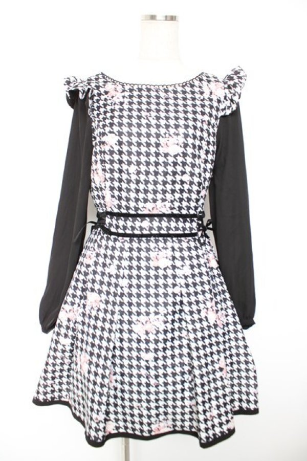 画像1: LIZ LISA / 千鳥花柄ワンピース 0 黒 Y-25-12-23-108-LO-OP-SZ-ZY (1)