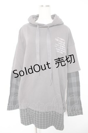 画像: Candy Stripper / LOGO LAYERED HOODIE 2 グレー Y-25-12-23-109-PU-OP-SZ-ZY