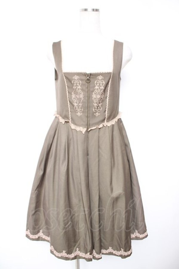 画像1: axes femme / アンティーク刺繍入りワンピース M カーキ Y-25-12-23-113-AX-OP-SZ-ZY (1)