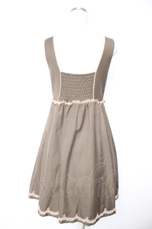 画像2: axes femme / アンティーク刺繍入りワンピース M カーキ Y-25-12-23-113-AX-OP-SZ-ZY (2)