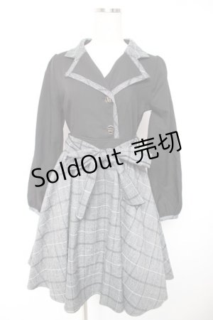 画像: axes femme / チェックドッキングワンピース M 黒 Y-25-12-23-115-AX-OP-SZ-ZS