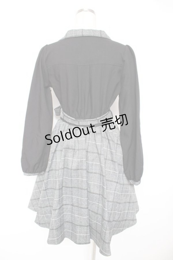 画像2: axes femme / チェックドッキングワンピース M 黒 Y-25-12-23-115-AX-OP-SZ-ZS (2)