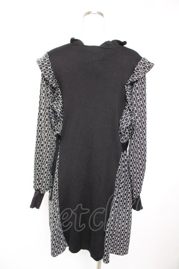 画像2: axes femme / 柄切替ニットワンピ  黒 Y-25-12-23-116-AX-OP-SZ-ZY (2)