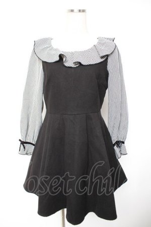 画像: evelyn / フリルカラーワンピース  黒 Y-25-12-23-118-LO-OP-SZ-ZY