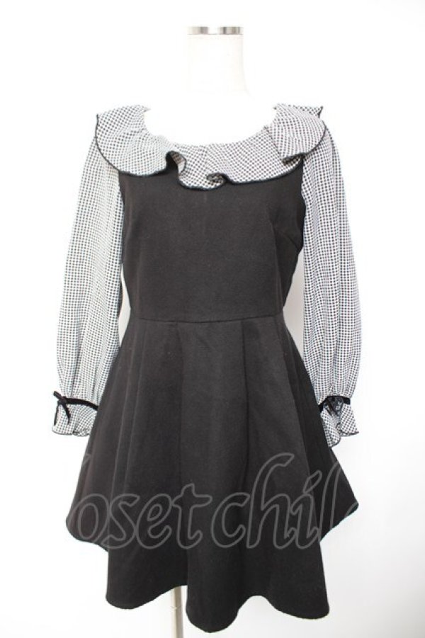 画像1: evelyn / フリルカラーワンピース  黒 Y-25-12-23-118-LO-OP-SZ-ZY (1)