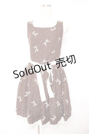画像: KATHARSIS / リボン柄ワンピース  茶 Y-25-12-23-120-LO-OP-SZ-ZY
