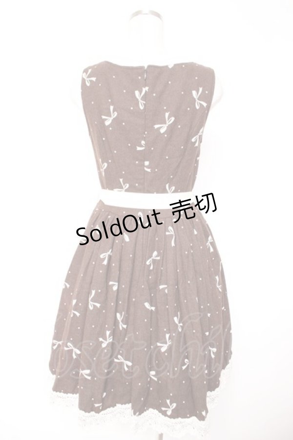 画像2: KATHARSIS / リボン柄ワンピース  茶 Y-25-12-23-120-LO-OP-SZ-ZY (2)