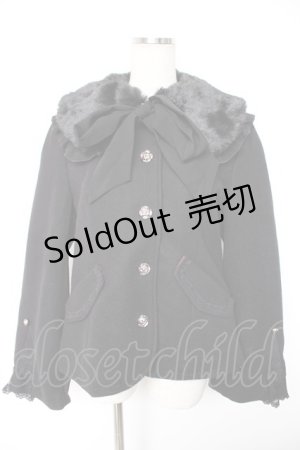 画像: axes femme / ファー襟付編上ショートコート  黒 Y-25-12-23-128-AX-CO-SZ-ZY