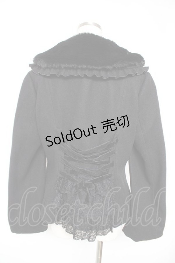 画像2: axes femme / ファー襟付編上ショートコート  黒 Y-25-12-23-128-AX-CO-SZ-ZY (2)