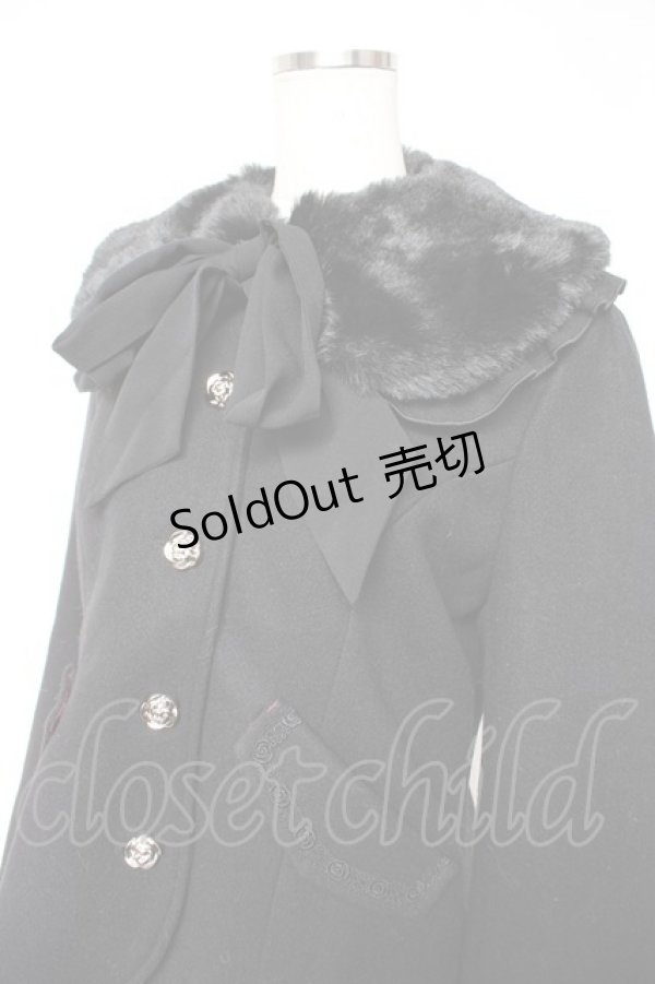 画像3: axes femme / ファー襟付編上ショートコート  黒 Y-25-12-23-128-AX-CO-SZ-ZY (3)