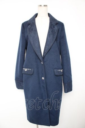 画像: axes femme / レース襟チェスターコート M 紺 Y-25-12-23-130-AX-CO-SZ-ZY
