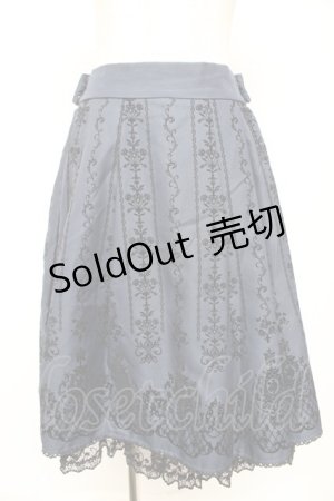 画像: axes femme / リボン付フロッキーptスカート  紺 Y-25-12-23-142-AX-SK-SZ-ZY