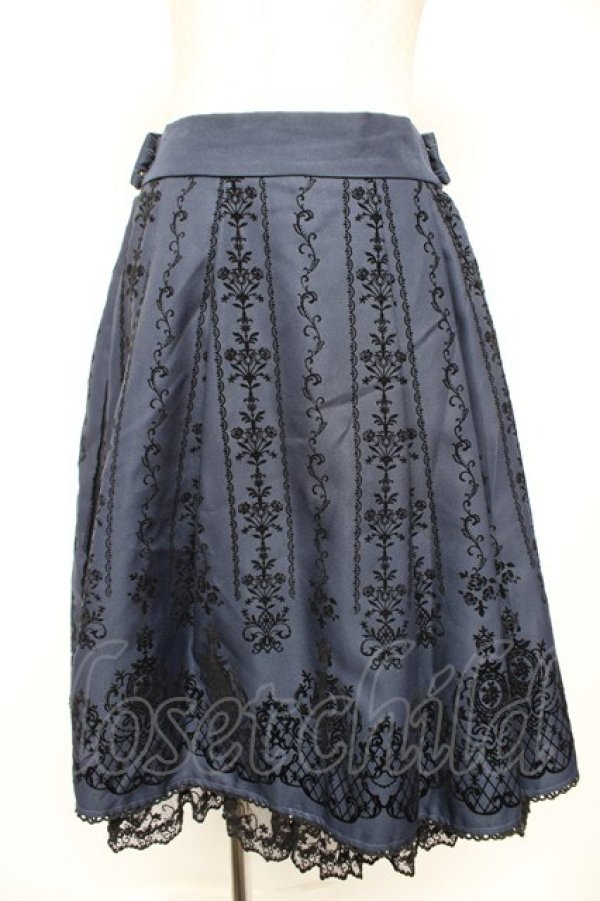 画像1: axes femme / リボン付フロッキーptスカート  紺 Y-25-12-23-142-AX-SK-SZ-ZY (1)