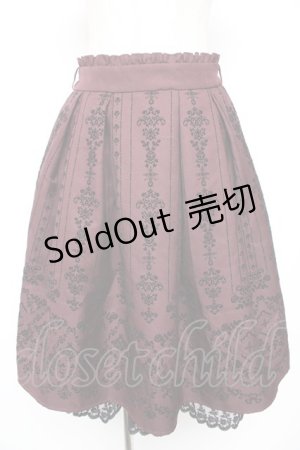 画像: axes femme / 花フロッキープリントスカート M ワイン Y-25-12-23-143-AX-SK-SZ-ZY