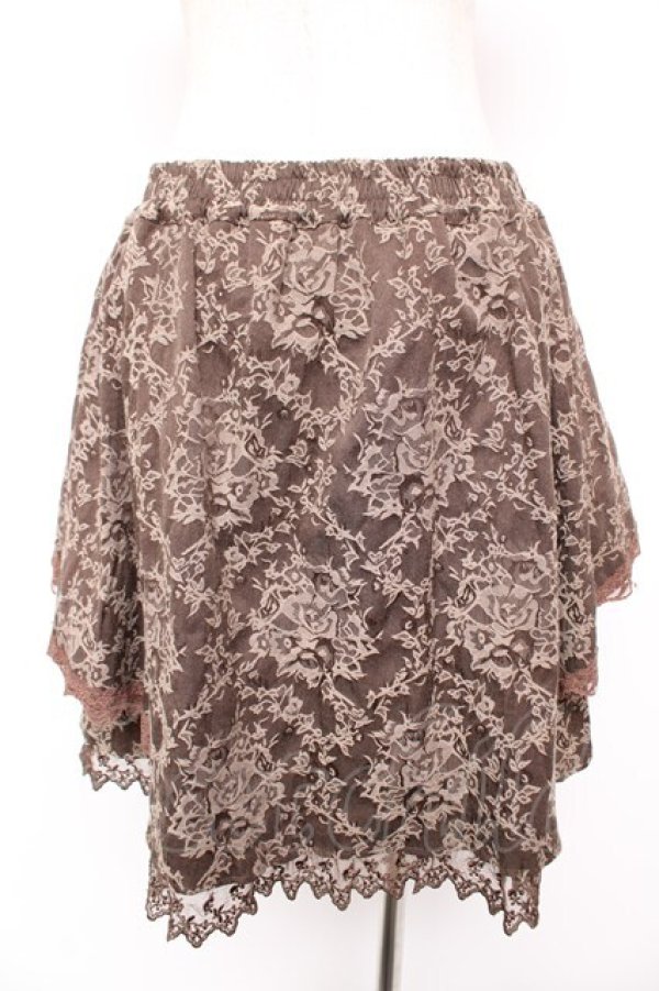 画像2: axes femme / イレギュラーフリルジャガードスカート  ブラウン Y-25-12-23-145-AX-SK-SZ-ZY (2)