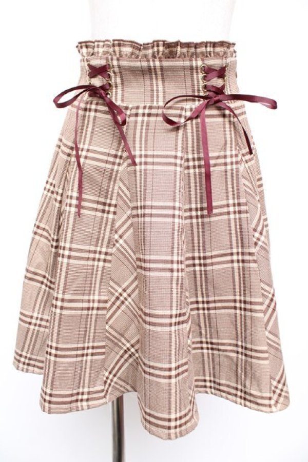 画像1: Amavel / Wレースアップはぎフレアスカート F ブラウン Y-25-12-23-148-CA-SK-SZ-ZY (1)