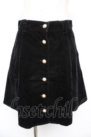 画像: Ank Rouge / パールボタンベロアフレアスカート M 黒 Y-25-12-23-149-CA-SK-SZ-ZY